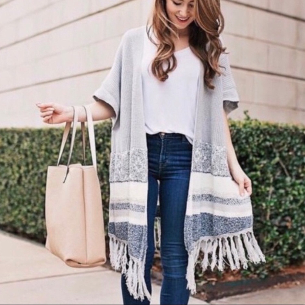 Nordstrom’s Caslon Blue and White Poncho / Wrap